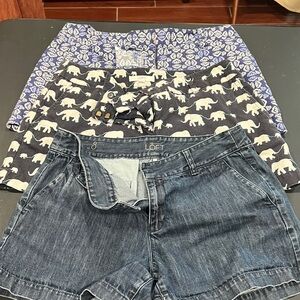 Ann Taylor LOFT Blue and White Floral, Denim shorts 3 pair